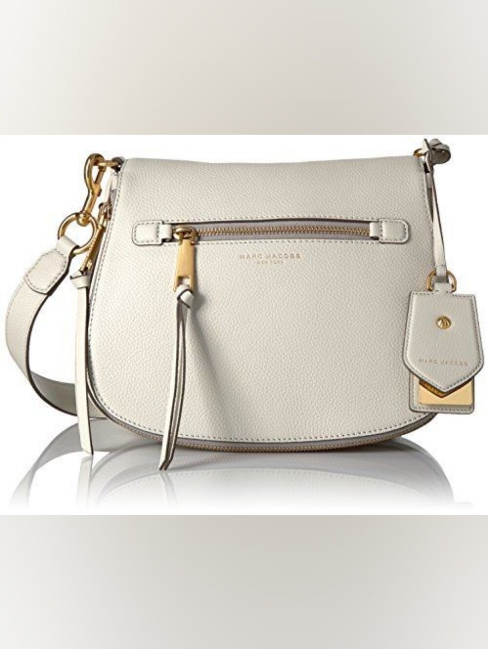 Marc Jacobs Large Recruit Nomad Saadle Bag/Crossbody (Dove, White, Cream/Gold)